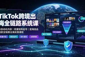 （19425期）TikTok跨境出海全链路系统课-2026年7月：AI自动化内容｜批量矩阵起号｜蓝海选品回款全链路出海实操课程