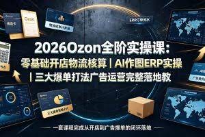 （19400期）2026Ozon全阶实操课：零基础开店物流核算｜AI作图ERP实操｜三大爆单打法广告运营完整落地教程