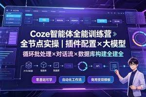 （19324期）Coze智能体全能训练营：全节点实操｜插件配置×大模型×循环批处理×对话流×数据库构建全教学
