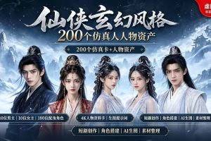 （19301期）200个仙侠玄幻仿真人素材◆10男主×10女主×180配角，4K资料卡+AI生图提示词，漫剧必备