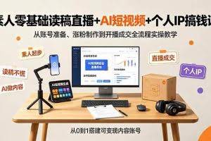 （19232期）素人零基础读稿直播+AI短视频+个人IP搞钱课，从账号准备、涨粉制作到开播成交全流程实操教学