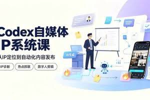 （19258期）Codex自媒体IP系统课：IP诊断/热点抓取/IP蒸馏 Skill，爆款复刻数字人多平台自动发布教程