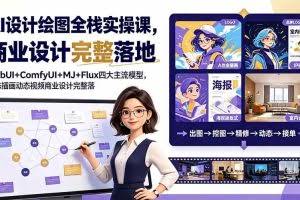 （19244期）AI设计绘图全栈实操课，WebUI+ComfyUI+MJ+Flux四大主流模型，静态插画动态视频商业设计完整落地教程