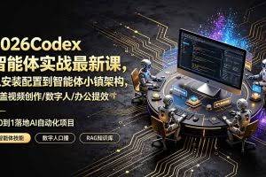 （19237期）2026Codex智能体实战最新课，从安装配置到智能体小镇架构，涵盖视频创作/数字人/办公提效全技能