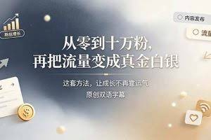 （19198期）从零到十万粉，再把流量变成真金白银——这套方法，让成长不再靠运气【原创双语字幕】