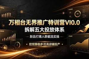 （19184期）万相台无界推广特训营VI0.0，拆解五大投放体系，新品打爆人群截流实操，控预算稳步拉高店铺投产