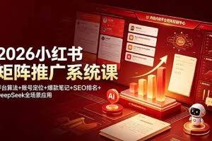 （19129期）2026小红书矩阵推广系统课：平台算法+账号定位+爆款笔记+SEO排名+DeepSeek全场景应用