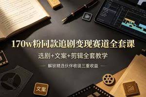 （19123期）170w粉博主同款追剧变现赛道全套课，选剧+文案+剪辑全套教学，解锁精选伙伴收徒三重收益