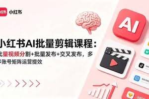 （18959期）小红书AI批量剪辑课程：批量视频分割+批量发布+交叉发布，多账号矩阵运营提效