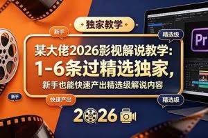 （18946期）某大佬2026影视解说教学：1-6条过精选独家，新手也能快速产出精选级解说内容