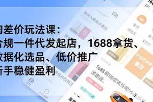 （18948期）淘差价玩法课：合规一件代发起店，1688拿货、数据化选品、低价推广，新手稳健盈利(更新6月)