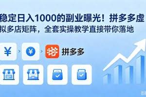 （18928期）稳定日入 1000 的副业曝光！拼多多虚拟多店矩阵，全套实操教学直接带你落地