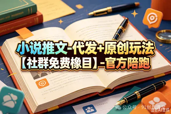 小说推文-代发+原创玩法【社群免费橡目】-官方陪跑