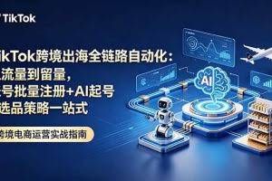 （18907期）TikTok跨境出海全链路自动化：从流量到留量，账号批量注册+AI起号+选品策略一站式