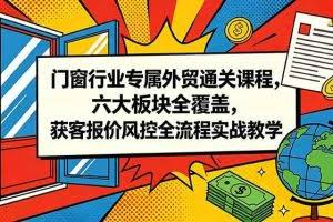 （18777期）门窗行业专属外贸通关课程，六大板块全覆盖，获客报价风控全流程实战教学
