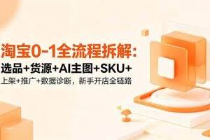 （18765期）淘宝0-1全流程拆解：选品+货源+AI主图+SKU+上架+推广+数据诊断，新手开店全链路