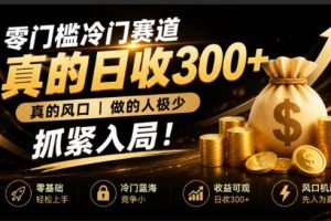 （19575期）零成本冷门赛道，真的日300+真风口，做得人极少！赶紧入局，超级简单！